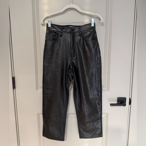 Abercrombie & Fitch Vegan Leather Ankle Straight Pant Extra Short